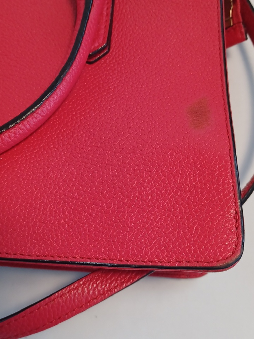 kate spade red pebbled leather satchel with top handles With Flaws As Pictured - Picture 7 of 8